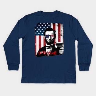 Celebrate This National Day of Treason With A Little Day Drinkin' & Your Friend, Honest Abe Lincoln!  Happy Birthday America! Kids Long Sleeve T-Shirt